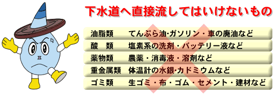 下水道へ直接流してはいけないもの