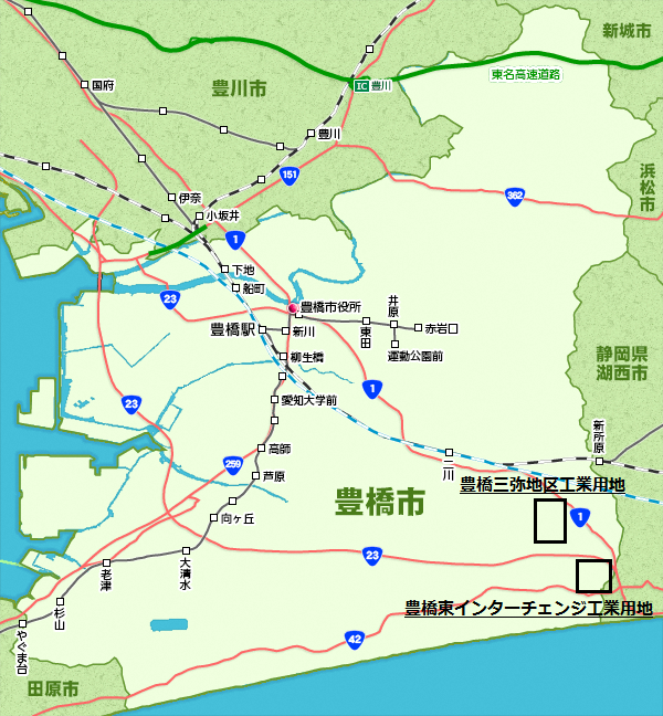 豊橋市の地図上に、マップリンクが存在