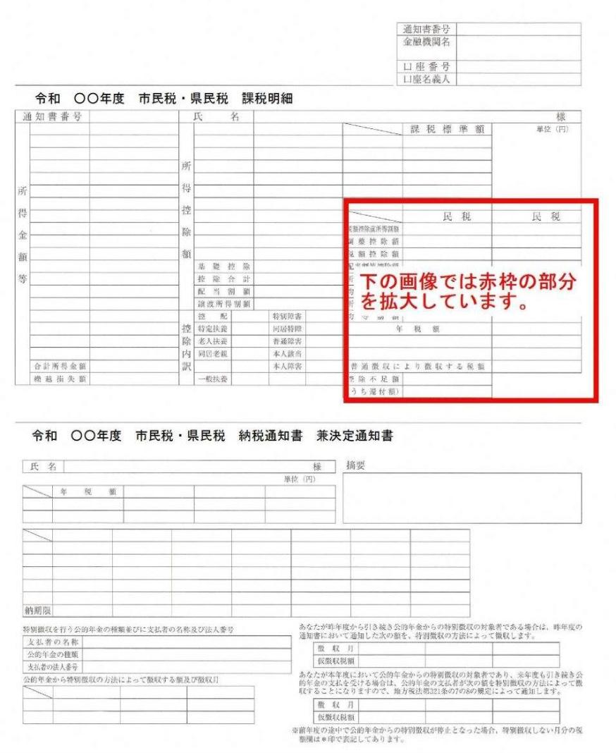 普通徴収の税額通知書