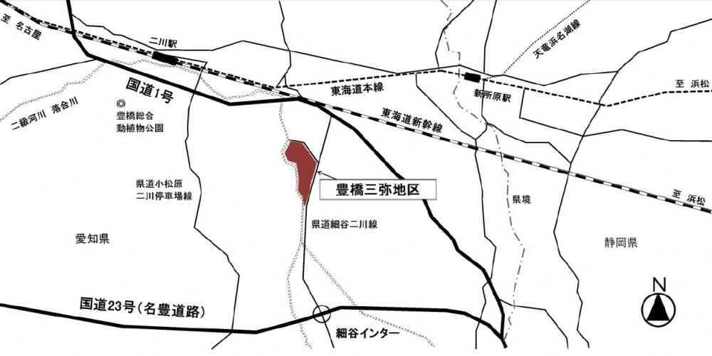 豊橋三弥地区周辺の地図の画像