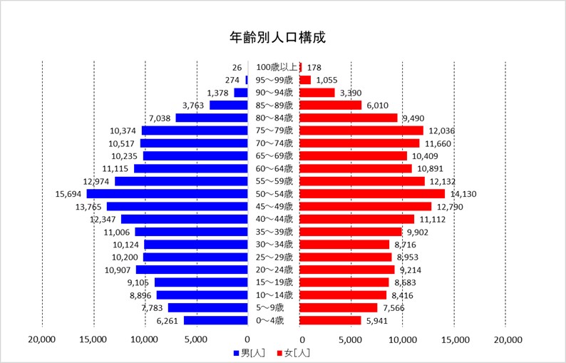 年齢別男女別人口表